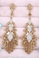 Load image into Gallery viewer, Sparkly Teardrop Party Golden Drop Earrings with Rhinestones