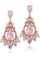 Load image into Gallery viewer, Sparkly Vintage Party Pink Drop Earrings with Rhinestones