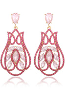 Load image into Gallery viewer, Fuchsia Sparkly Prom Drop Earrings with Rhinestones