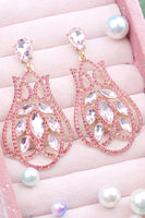 Load image into Gallery viewer, Fuchsia Sparkly Prom Drop Earrings with Rhinestones