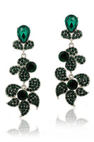 Load image into Gallery viewer, Sparkly Flower Shaped Golden Prom Drop Earrings with Rhinestones