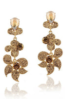 Load image into Gallery viewer, Sparkly Flower Shaped Golden Prom Drop Earrings with Rhinestones