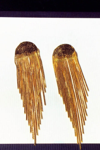 Sparkly Fringed Golden Prom Drop Earrings