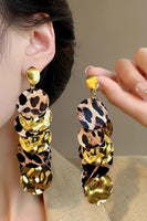 Load image into Gallery viewer, Fashion Leopard Print Golden Prom Drop Earrings