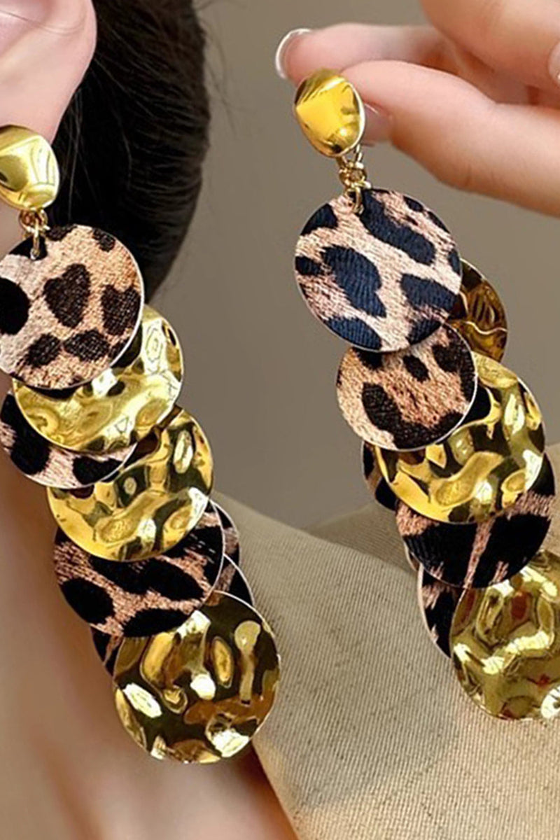 Load image into Gallery viewer, Fashion Leopard Print Golden Prom Drop Earrings
