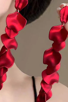 Fashion Petal Layered Red Prom Drop Earrings
