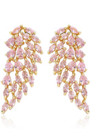 Load image into Gallery viewer, Sparkly Leaf Shaped Pink Prom Drop Earrings with Rhinestones