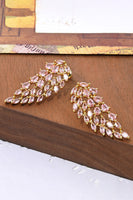 Load image into Gallery viewer, Sparkly Leaf Shaped Pink Prom Drop Earrings with Rhinestones
