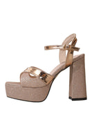 Load image into Gallery viewer, Rose Golden Open Toe Chunky Prom High Heels