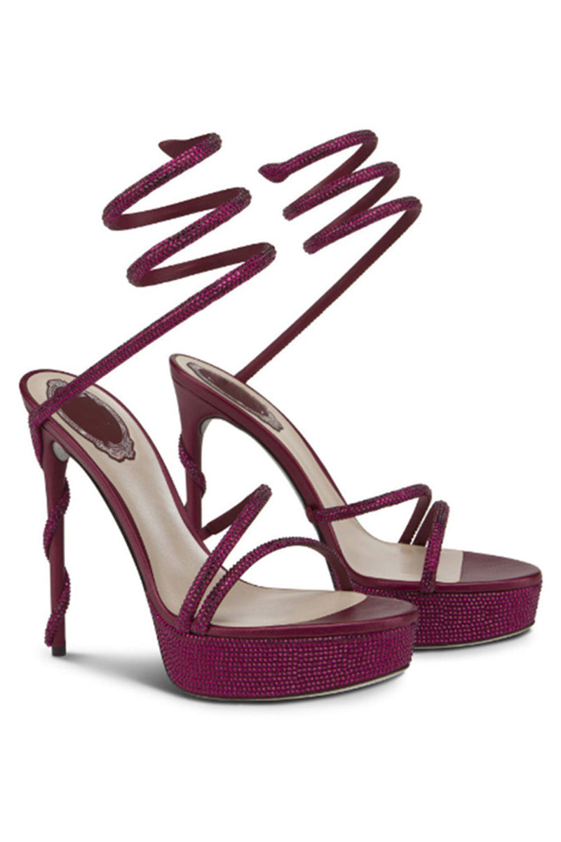 Load image into Gallery viewer, Sparkly Black Strappy Golden Prom High Heels with Rhinestones