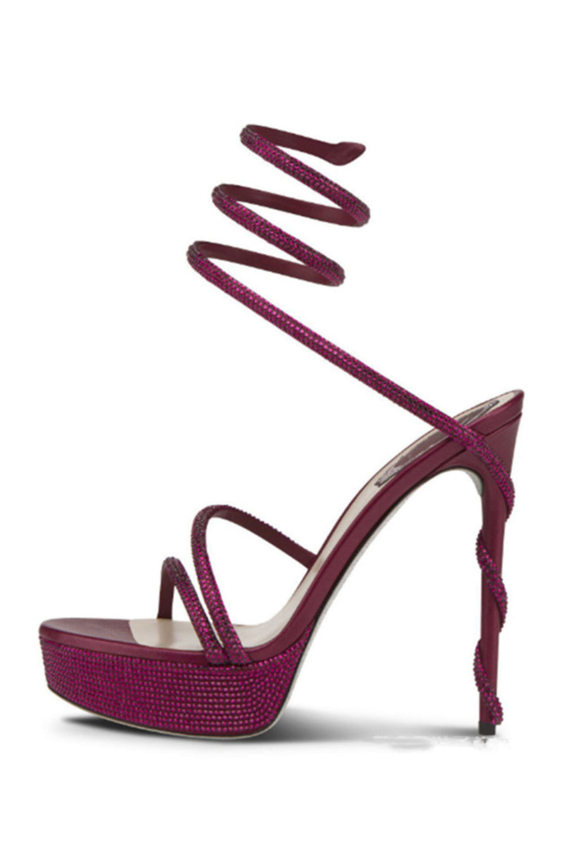 Load image into Gallery viewer, Sparkly Black Strappy Golden Prom High Heels with Rhinestones