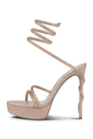 Load image into Gallery viewer, Sparkly Black Strappy Golden Prom High Heels with Rhinestones