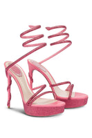 Load image into Gallery viewer, Sparkly Black Strappy Golden Prom High Heels with Rhinestones