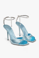 Load image into Gallery viewer, Sparkly Stilettos Blue Prom High Heels with Rhinestones