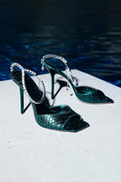 Load image into Gallery viewer, Sparkly Stilettos Blue Prom High Heels with Rhinestones