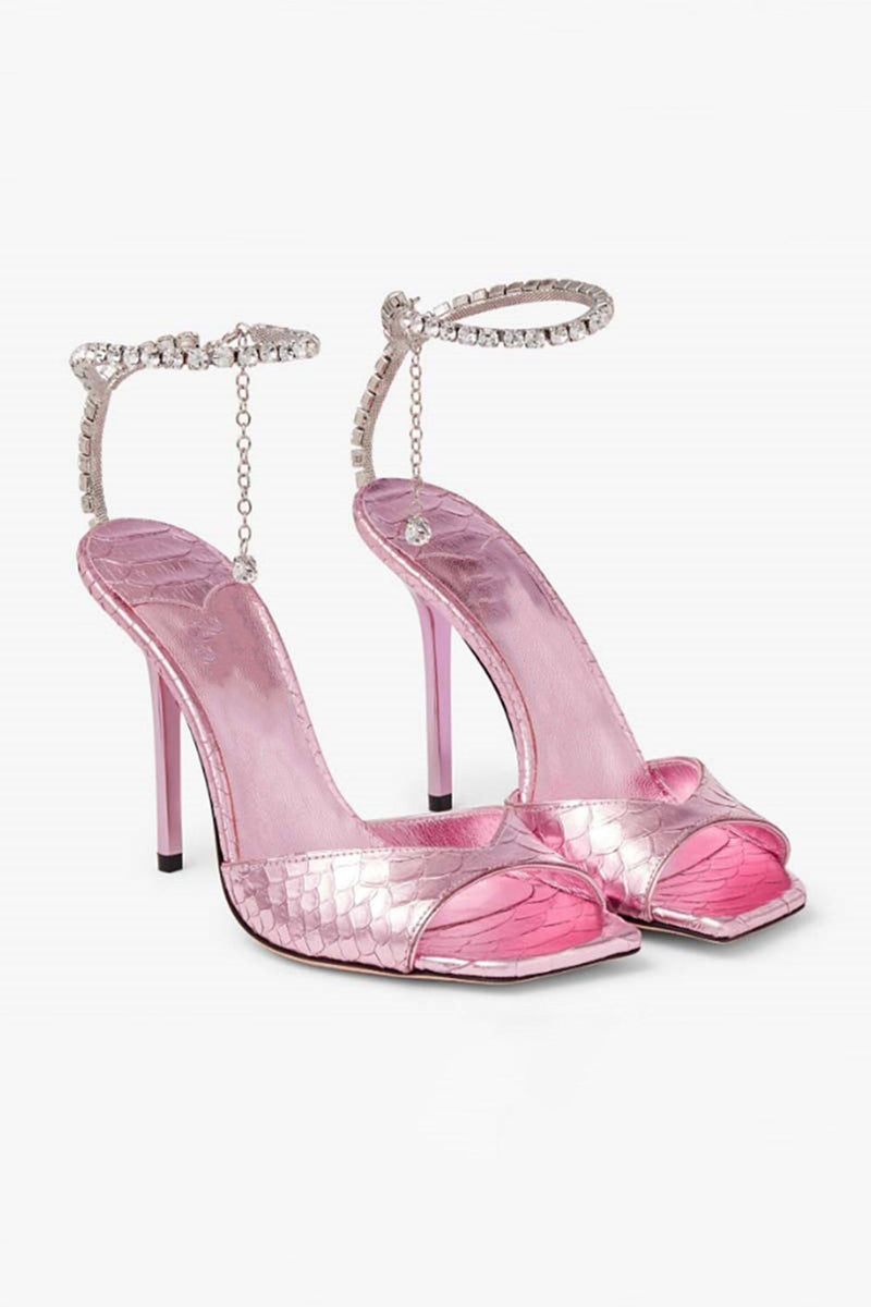 Load image into Gallery viewer, Sparkly Stilettos Blue Prom High Heels with Rhinestones