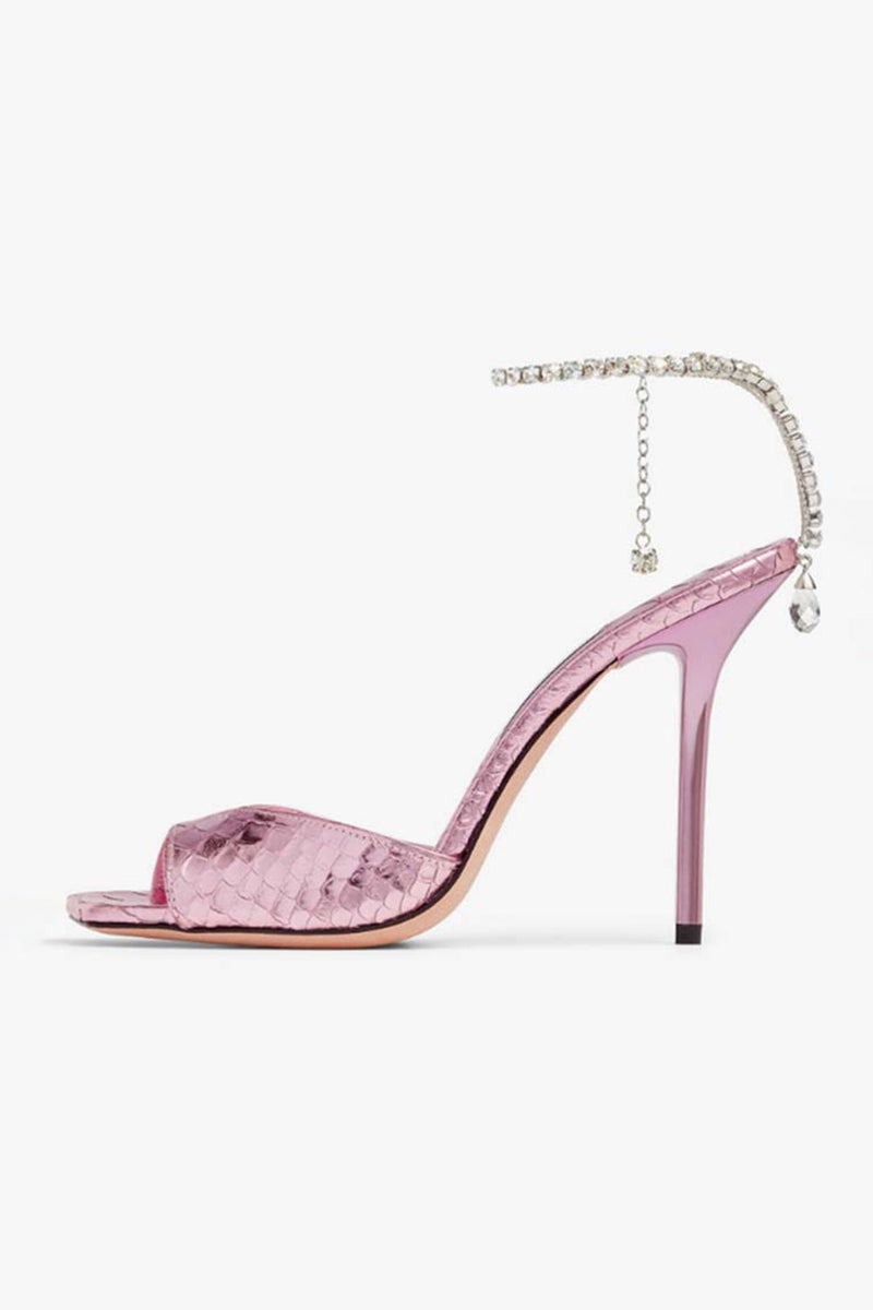 Load image into Gallery viewer, Sparkly Stilettos Blue Prom High Heels with Rhinestones