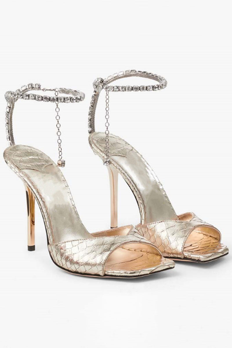 Load image into Gallery viewer, Sparkly Stilettos Blue Prom High Heels with Rhinestones