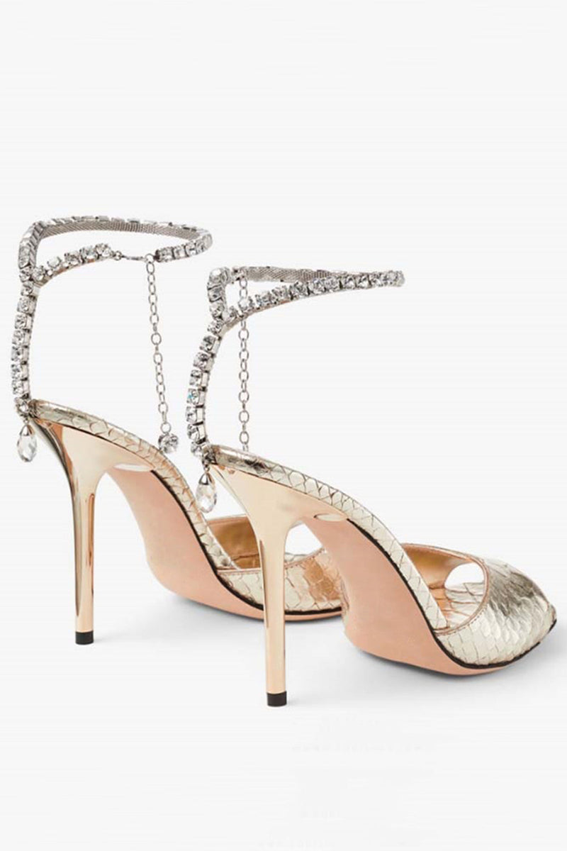 Load image into Gallery viewer, Sparkly Stilettos Blue Prom High Heels with Rhinestones