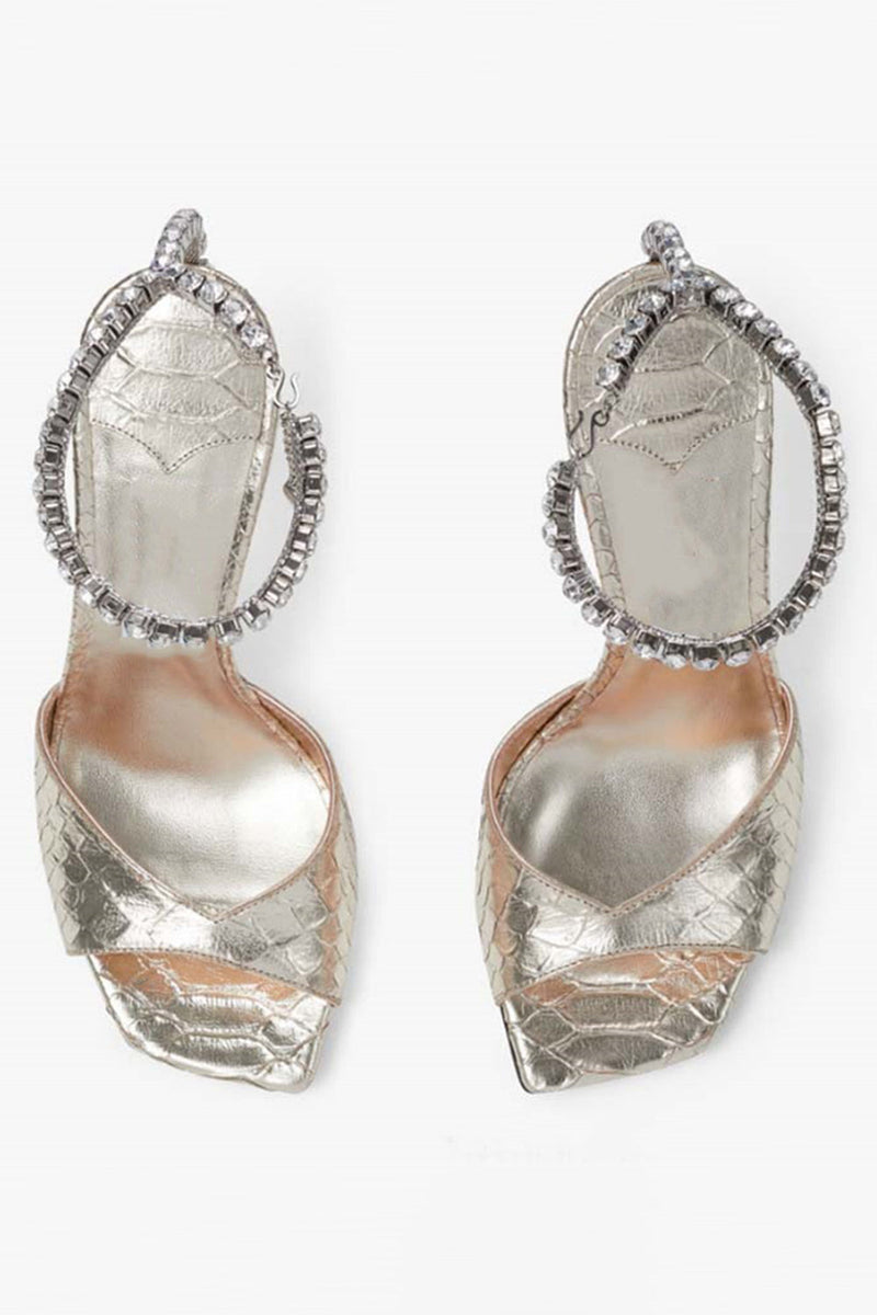 Load image into Gallery viewer, Sparkly Stilettos Blue Prom High Heels with Rhinestones