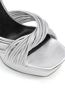 Load image into Gallery viewer, Chunky Silver Open Toe Prom High Heels