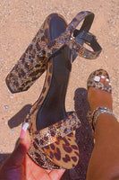Load image into Gallery viewer, Sparkly Leopard Coffee Print Chunky Prom High Heels