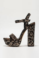Load image into Gallery viewer, Sparkly Leopard Coffee Print Chunky Prom High Heels