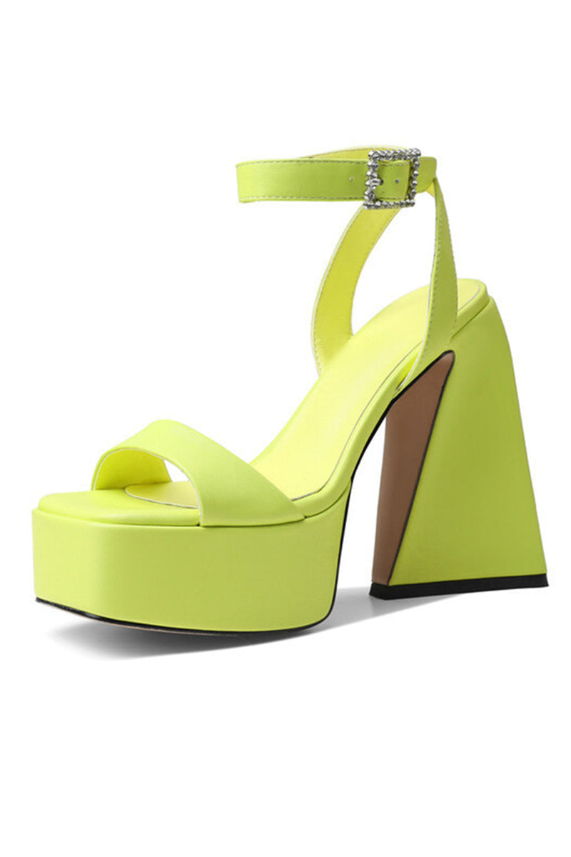 Load image into Gallery viewer, Green Open Toe Chunky Prom High Heels
