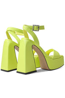 Load image into Gallery viewer, Green Open Toe Chunky Prom High Heels