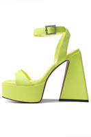 Load image into Gallery viewer, Green Open Toe Chunky Prom High Heels