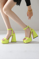 Load image into Gallery viewer, Green Open Toe Chunky Prom High Heels
