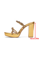 Load image into Gallery viewer, Sparkly Chunky Golden Prom High Heels with Rhinestones