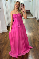 Load image into Gallery viewer, Fuchsia Sweetheart A Line Long Prom Dress with Sash