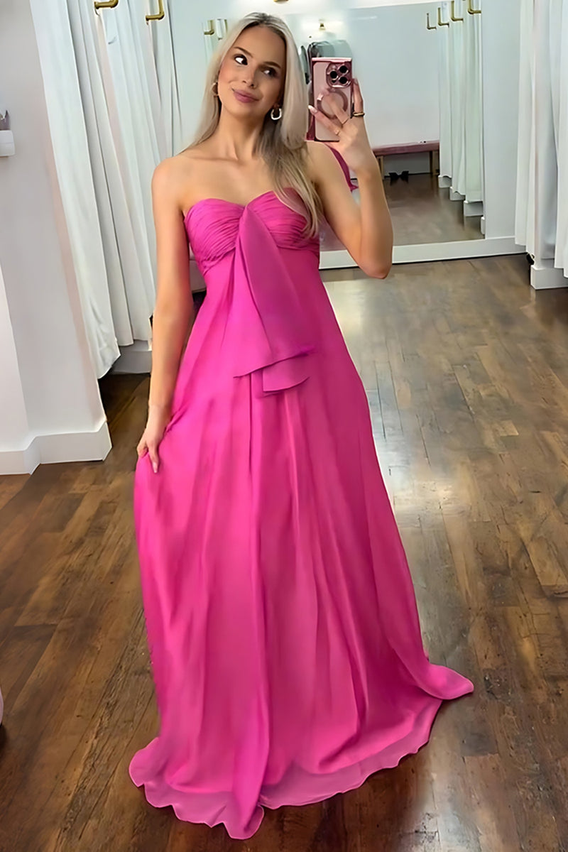 Load image into Gallery viewer, Fuchsia Sweetheart A Line Long Prom Dress with Sash