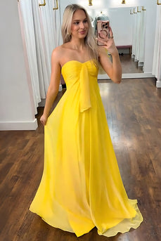 Fuchsia Sweetheart A Line Long Prom Dress with Sash