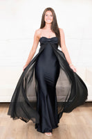 Load image into Gallery viewer, Black Sweetheart Long Mermaid Prom Dress with Cape