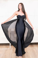 Load image into Gallery viewer, Black Sweetheart Long Mermaid Prom Dress with Cape