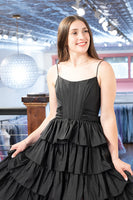 Load image into Gallery viewer, Pink Spaghetti Straps Ruffled Long Corset Prom Dress with Slit