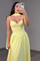 Load image into Gallery viewer, Blush Spaghetti Straps Neck Scarf Long Corset Prom Dress