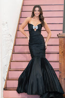 Load image into Gallery viewer, Sparkly Black Strapless Mermaid Long Prom Dress with Keyhole
