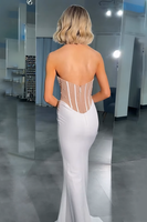 Load image into Gallery viewer, Sparkly White Mermaid Strapless Long Corset Prom Dress
