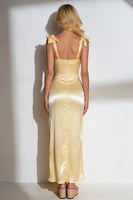 Load image into Gallery viewer, Yellow Thick Straps Mermaid Long Wedding Guest Dress with Bows