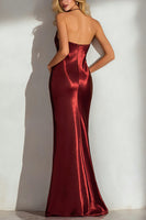 Load image into Gallery viewer, Burgundy Sheath Halter Neck Pleated Long Wedding Guest Dress