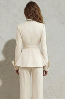 Load image into Gallery viewer, Ivory 2 Piece Peak Lapel Wide Leg Long Business Suits with Sash