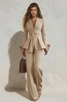 Load image into Gallery viewer, Ivory 2 Piece Peak Lapel Wide Leg Long Business Suits with Sash