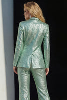 Load image into Gallery viewer, Sparkly 2 Piece Green Sequin Peak Lapel Prom Suits