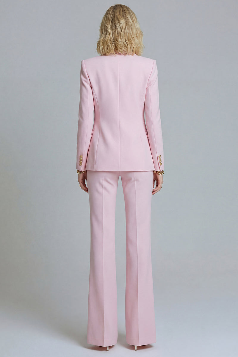 Load image into Gallery viewer, 2 Piece Pink Peak Lapel Wide Leg Prom Suits with Buttons