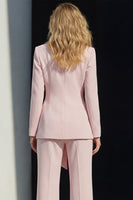 Load image into Gallery viewer, Pink 2 Piece Peak Lapel Wide Leg Business Suits with Sash
