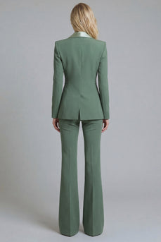 2 Piece Grey Green Shawl Lapel Single Breasted Slim Fit Business Suits