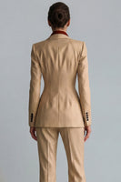 Load image into Gallery viewer, 2 Piece Khaki Peak Lapel Single Breasted Flared Business Suits